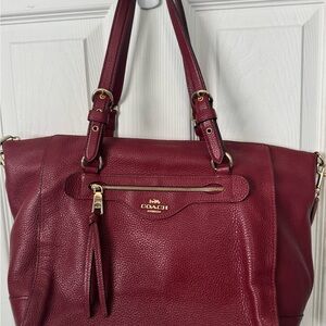 Coach Red Leather Tote Bag